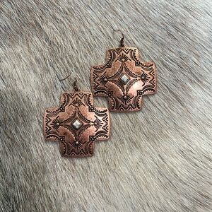 Heavy Stamped Copper Earrings
